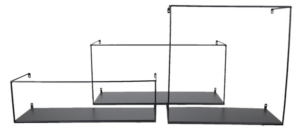 Set 3ks čierna antik nástenná polička - 55*20*25 / 50*16*15 / 40*18*40 cm - Clayre & Eef