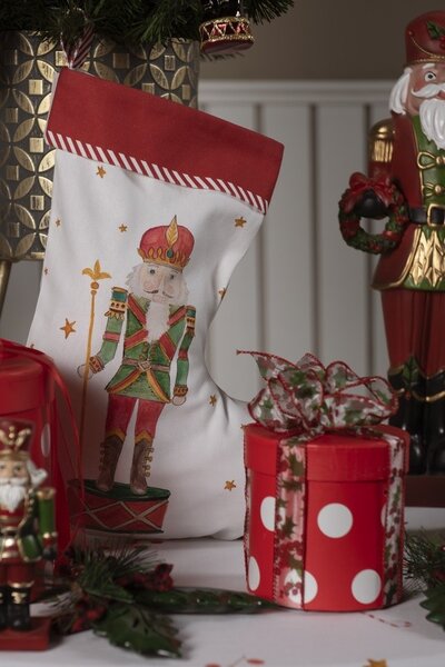 Vianočná pančucha s luskáčikom Happy Little Christmas - 30*1*40 cm - Clayre & Eef