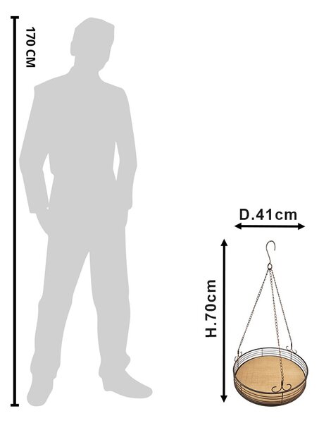 Kovová okrúhla závesná polička na kvety - Ø 41*70 cm - Clayre & Eef