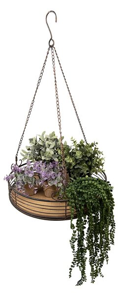 Kovová okrúhla závesná polička na kvety - Ø 41*70 cm - Clayre & Eef