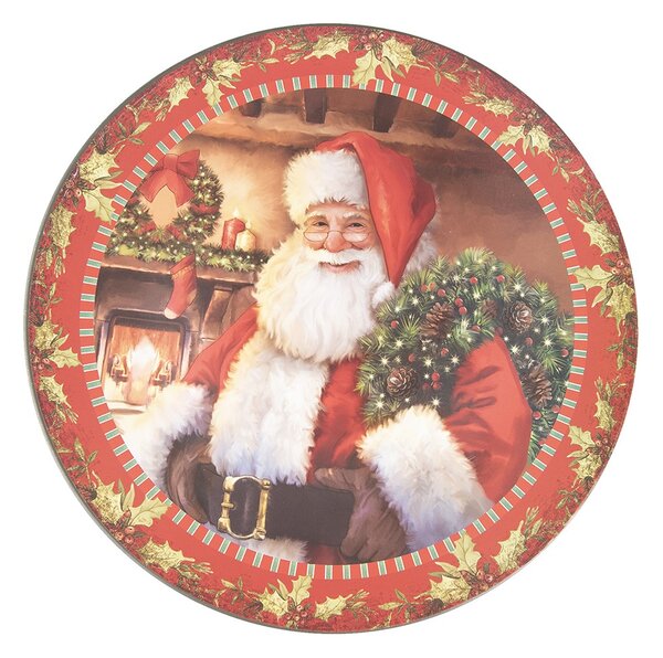 Plastový vianočný okrúhly podnos/tanier Santa I - Ø 33*1 cm - Clayre & Eef