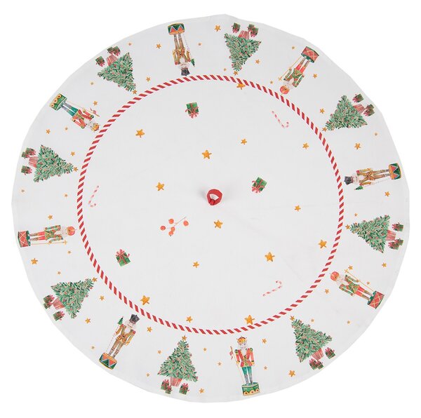 Biela bavlnená okrúhla utierka so luskáčikmi Happy Little Christmas - Ø 80 cm - Clayre & Eef