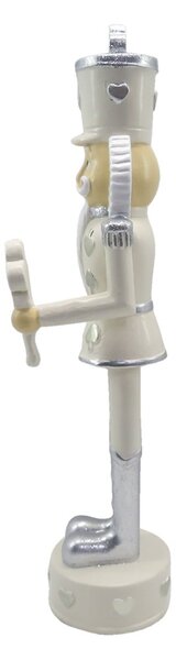Béžová dekorácia socha Luskáčik s trojlístkom - 9*9*35 cm - Clayre & Eef
