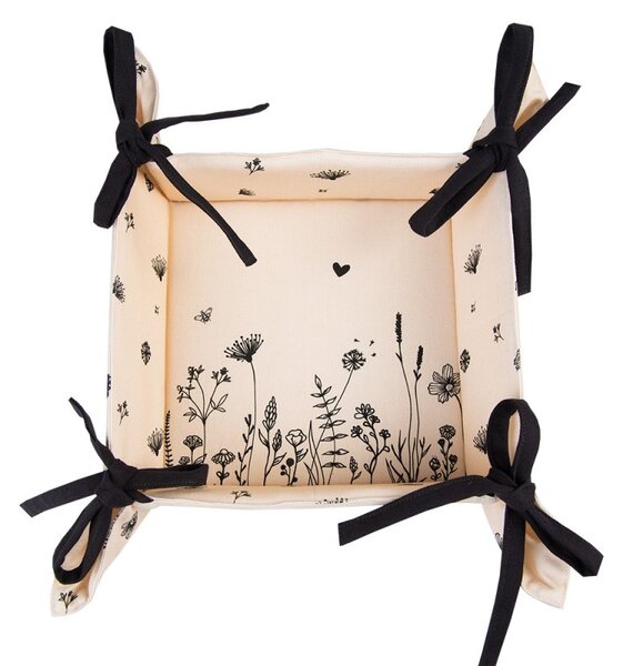 Béžový košík na pečivo s kvetinami Flora And Fauna - 35*35*8 cm - Clayre & Eef