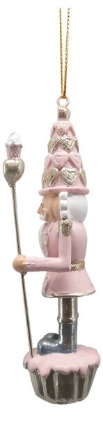 Ružová závesná dekorácia socha Luskáčik s muffinkami - 3*3*11 cm - Clayre & Eef