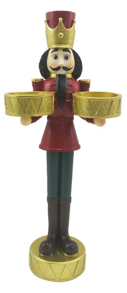 Vianočná dekorácia socha Luskáčik s podnosmi - 12*8*28 cm - Clayre & Eef