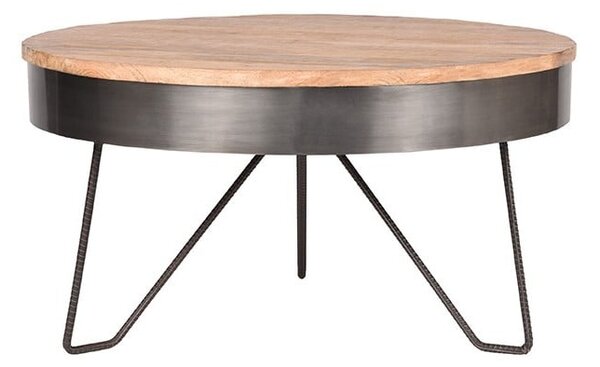 Sivý konferenčný stolík s doskou z mangového dreva LABEL51 Saran, ⌀ 80 cm