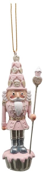 Ružová závesná dekorácia socha Luskáčik s muffinkami - 3*3*11 cm - Clayre & Eef
