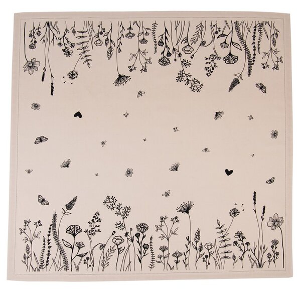 Béžový bavlnený obrus s kvetinami květinami Flora And Fauna - 150*250cm - Clayre & Eef