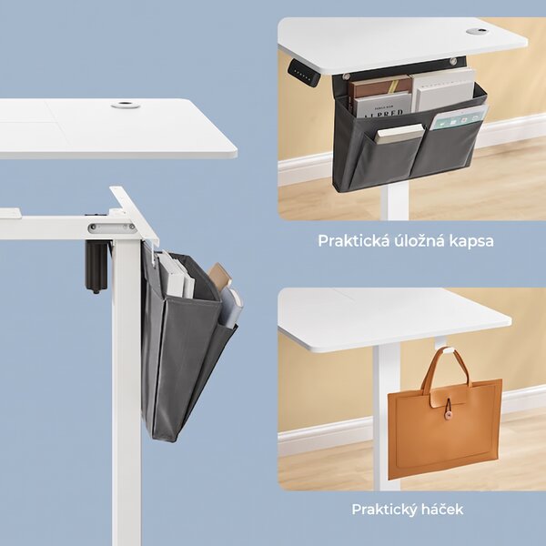 SONGMICS Elektricky nastaviteľný písací stôl Vasagle Paradise 120 cm biely