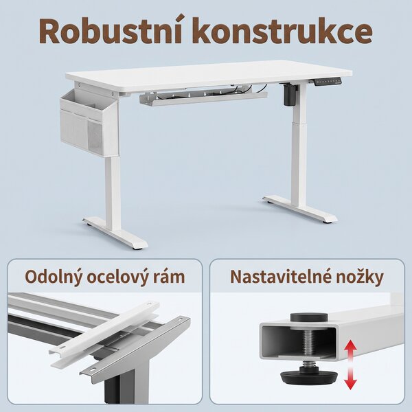 SONGMICS Elektricky nastaviteľný písací stôl Vasagle Paradise 120 cm biely