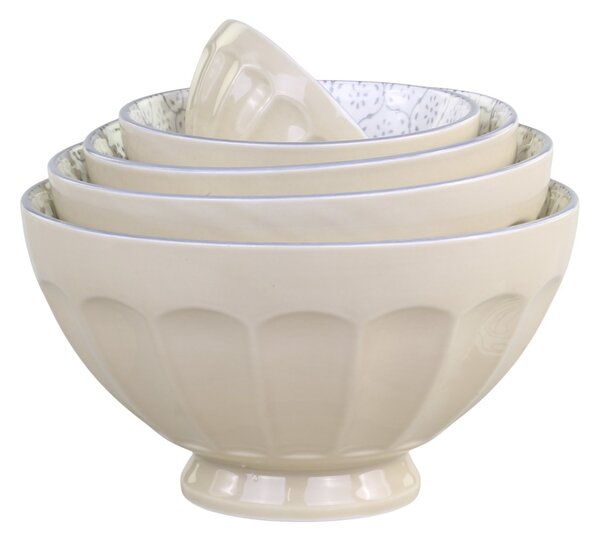 Set 5ks latté porcelánová miska s kvetmi vo vnútri Arés - Ø15*9 cm - Chic Antique