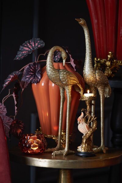 Zlatý antik svietnik s papagájom Parrot antique - 9*8*28 cm - Light & Living