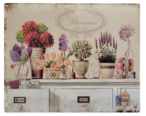 Béžová antik nástenná kovová ceduľa Provence - 25*20 cm - Ostatní