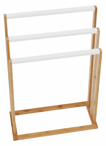KONDELA Stojan na uteráky, bambus/biela, KOMO NEW