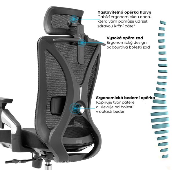 Kancelárska ergonomická stolička Neoseat STEVEN — čierna, nosnosť 150 kg