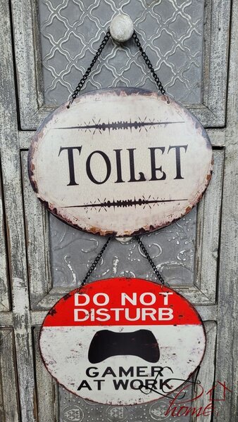 Závesná kovová ceduľa s retiazkou Toilet - 25*20 cm - Ostatní