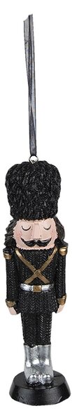 Čierna antik vianočná závesná dekorácia soška Luskáčik - 4*3*13 cm - Clayre & Eef