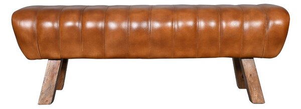 Hnedá kožená lavica v podobe gymnastickej Cognac - 128*38*47 cm - Clayre & Eef
