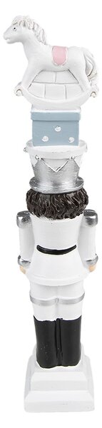 Biela vianočná dekorácia Luskáčik s koníkom - 6*5*23 cm - Clayre & Eef
