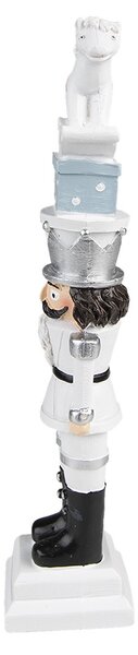 Biela vianočná dekorácia Luskáčik s koníkom - 6*5*23 cm - Clayre & Eef