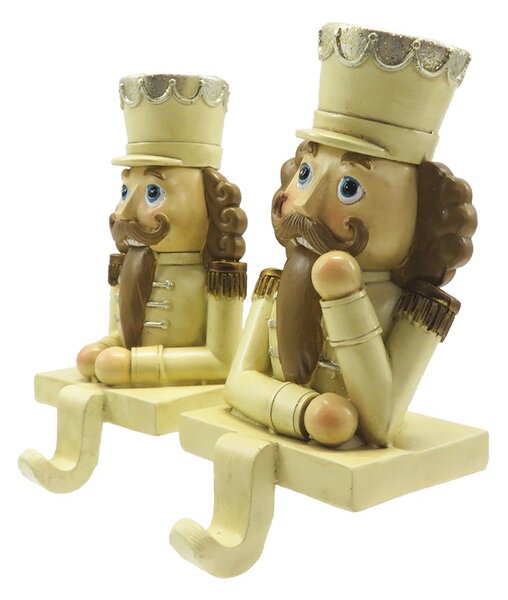 Háčik na vianočnú pančuchu Luskáčik v zlatom - 7*6*12 cm - Clayre & Eef