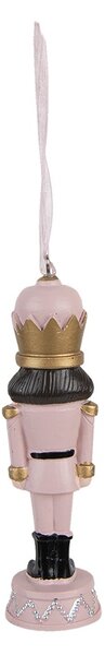 Ružová antik vianočná závesná dekorácia soška Luskáčik - 3*3*12 cm - Clayre & Eef
