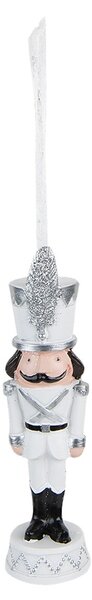 Biela antik vianočná závesná dekorácia soška Luskáčik na stráži - 3*3*13 cm - Clayre & Eef
