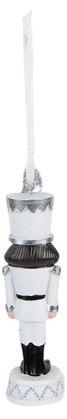 Biela antik vianočná závesná dekorácia soška Luskáčik na stráži - 3*3*13 cm - Clayre & Eef