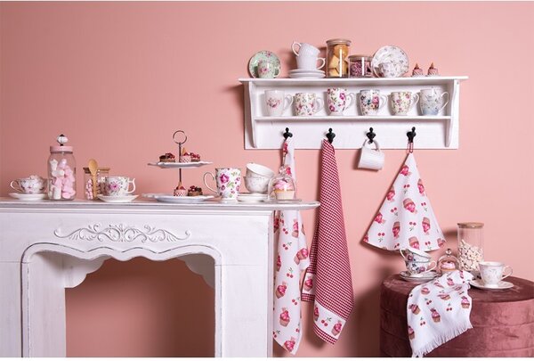 Biele papierové obrúsky s tortičky Cherry Cupcake - 33 * 33 cm (20ks) - Clayre & Eef