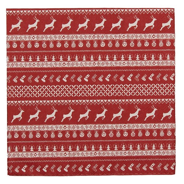 Červené papierové obrúsky Nordic Christmas - 33*33 cm (20ks) - Clayre & Eef