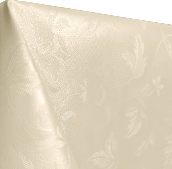 PVC obrus Popínavé kvety s lístkami na krémovom PV-222 - metráž š. 140 cm