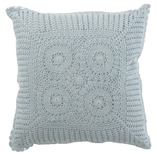 Pomněnkový bavlnený vankúš s čipkou Lace blue - 42*12*42cm - J-Line by Jolipa