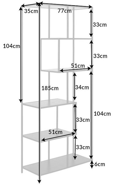 Dizajnový regál Maille 185 x 77 cm mramor antracit