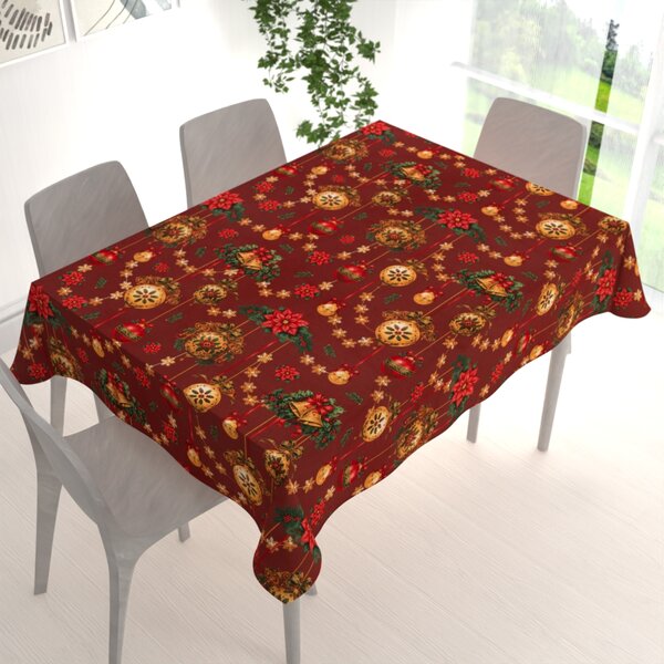Biante Bavlnený obdĺžnikový obrus Sandra SA-809 Vianočné ozdoby na vínovo červenom 50x100 cm