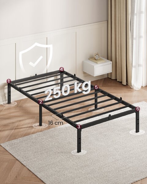 VASAGLE Kovový rám postele 90 x 200 cm, čierna