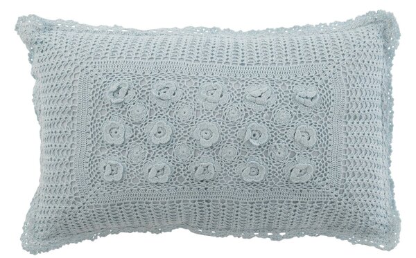 Pomněnkový bavlnený vankúš s čipkou Lace blue - 50*10*30cm - J-Line by Jolipa