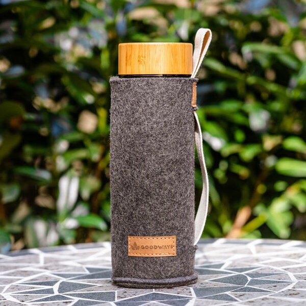 Tmavosivý filcový obal na sklenenú fľašu - Ø 7*21cm / 450ml a 650ml - Goodways
