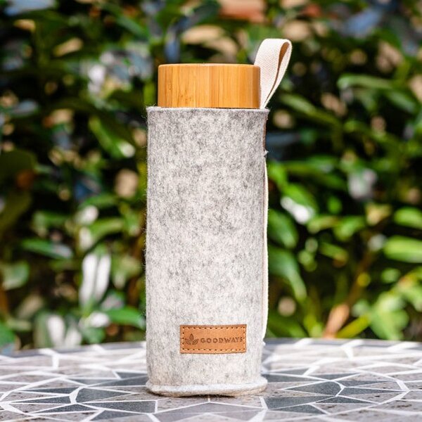 Šedý filcový obal na sklenenú fľašu - Ø 7*21cm / 450ml a 650ml - Goodways