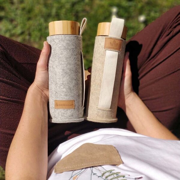 Tmavosivý filcový obal na sklenenú fľašu - Ø 7*21cm / 450ml a 650ml - Goodways