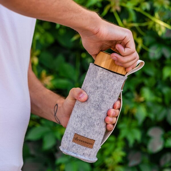 Tmavosivý filcový obal na sklenenú fľašu - Ø 7*21cm / 450ml a 650ml - Goodways