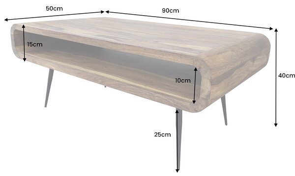Dizajnový konferenčný stolík Alicia 90 cm Sheesham