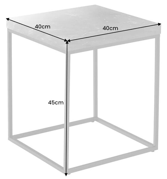 Dizajnový odkladací stolík Haines 45 cm vzor biely mramor