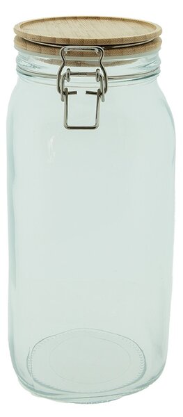 Sklenená dóza s bambusovým vekom - Ø11*25 cm / 2.1l - Clayre & Eef
