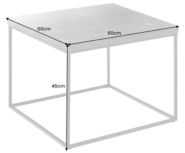 Dizajnový konferenčný stolík Haines 45 cm vzor biely mramor