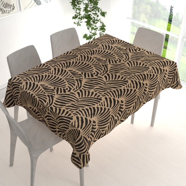 Biante Bavlnený obdĺžnikový obrus Sandra SA-804 Veľký čiernohnedý abstraktný listový vzor 50x100 cm