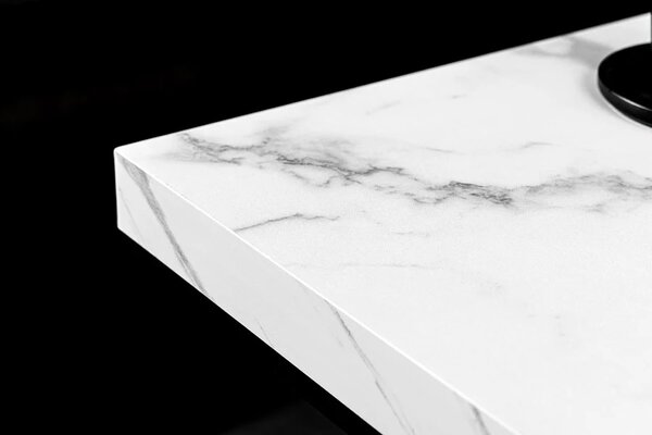 Dizajnový konferenčný stolík Haines 45 cm vzor biely mramor