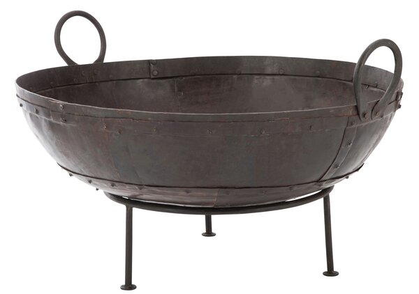 Čierno-hnedé antik kovové okrúhle ohnisko - 72*65*40 cm - J-Line by Jolipa
