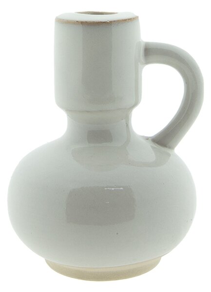 Béžový porcelánový svietnik na úzku sviečku Chrie - Ø 9*10 cm - Clayre & Eef