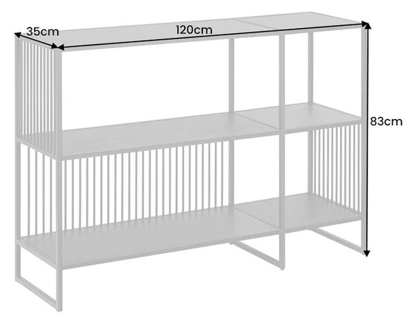 Dizajnový regál Haines 120 cm vzor antracitový mramor